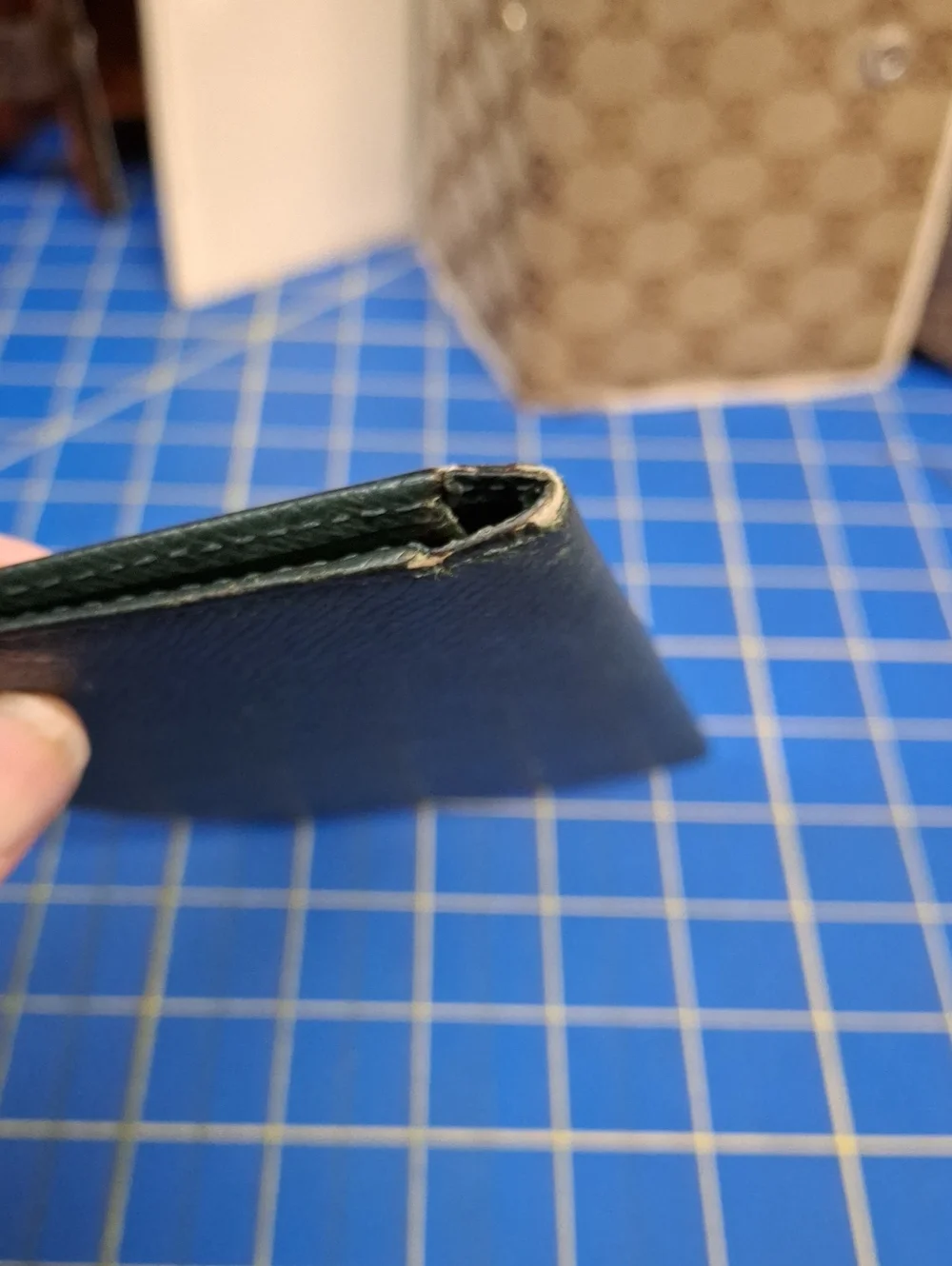 Louis Vuitton Dark Green Textured Leather Long Slim Wallet 7x5 Preloved